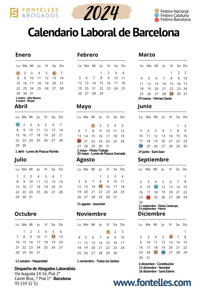 Calendario Laboral Barcelona 2024